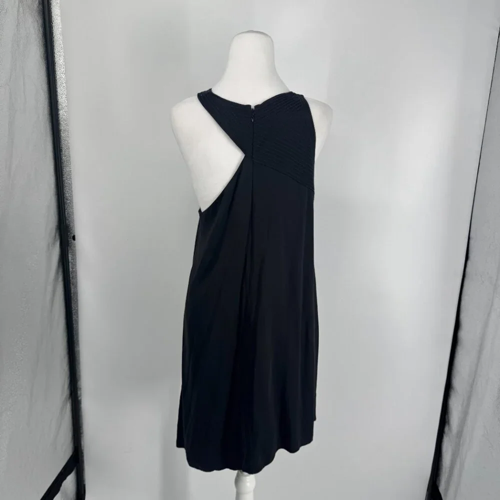 Anthropologie Black Asymmetrical Geometric Neckline Mini Dress - 10P - Picture 9 of 12